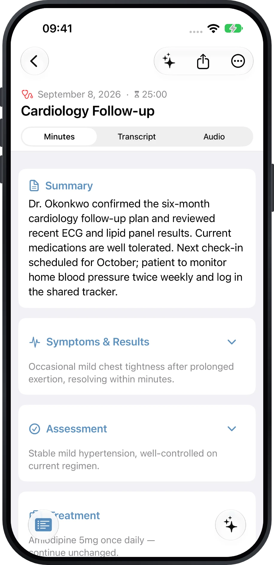 Cardiology follow-up Minutes
