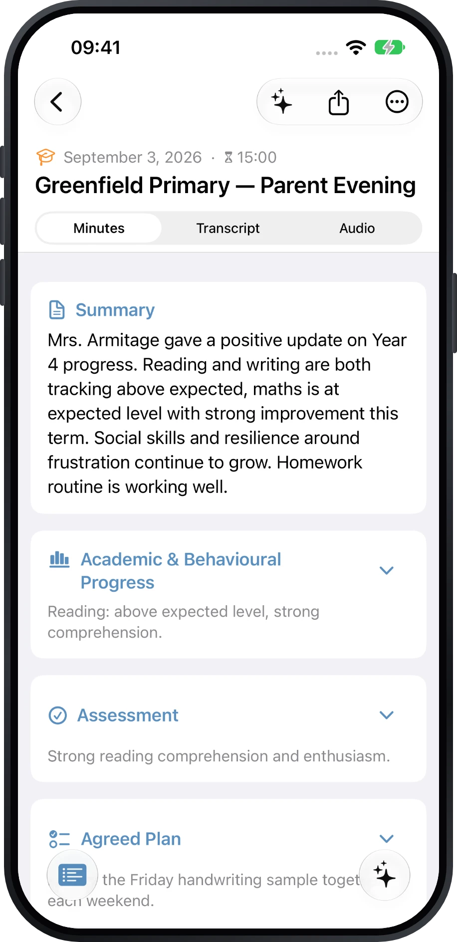 Parent-teacher conference Minutes